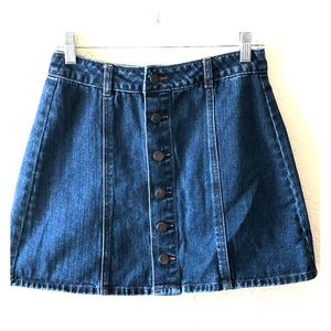 Button Front Denim Skirt